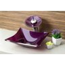 Cuba de Vidro para banheiros e lavabos - Quadrada RT 34 Cm - Roxa - 4