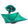 Cuba de Vidro para banheiros e lavabos - Quadrada RT 34 Cm - Verde - 3