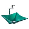 Cuba de Vidro para banheiros e lavabos - Quadrada RT 34 Cm - Verde - 2