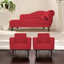 Ver imagem 3 de Kit Diva Recamier Juliana 140cm Lado Esquerdo e 02 Poltronas Classic Suede Vermelho - Amarena Móveis