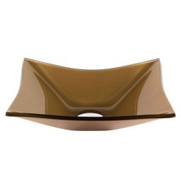 Kit: Cuba de vidro Retangular Bronze + Torneira Link Alta + Válvula - 4