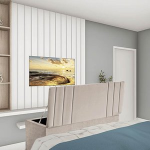 Calçadeira Baú Recamier King 190CM Grécia Suede Bege - D A DECOR
