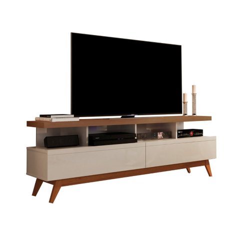Rack para Sala de TV 65" Retro 2 Gavetas Vivare Wood 1.6 Anto:OffWhite/Freijó