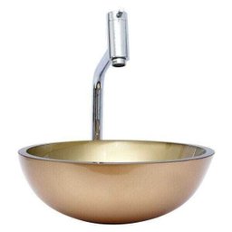 Cuba de Vidro para Banheiros e Lavabos 35 Cm - Dourado - 2