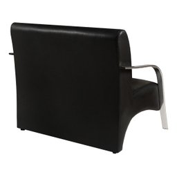 Kit Poltrona + Namoradeira Sevilha Braço Metal Decoração Recepção Escritório - Corino Preto - 3