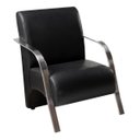 Ver imagem 5 de Kit Poltrona + Namoradeira Sevilha Braço Metal Decoração Recepção Escritório - Corino Preto