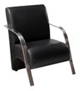 Ver imagem 5 de Kit Poltrona + Namoradeira Sevilha Braço Metal Decoração Recepção Escritório - Corino Preto