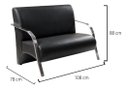 Ver imagem 6 de Kit Poltrona + Namoradeira Sevilha Braço Metal Decoração Recepção Escritório - Corino Preto