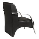 Ver imagem 4 de Kit Poltrona + Namoradeira Sevilha Braço Metal Decoração Recepção Escritório - Corino Preto