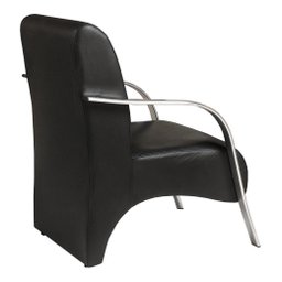 Kit Poltrona + Namoradeira Sevilha Braço Metal Decoração Recepção Escritório - Corino Preto - 4