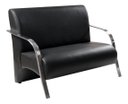 Ver imagem 2 de Kit Poltrona + Namoradeira Sevilha Braço Metal Decoração Recepção Escritório - Corino Preto