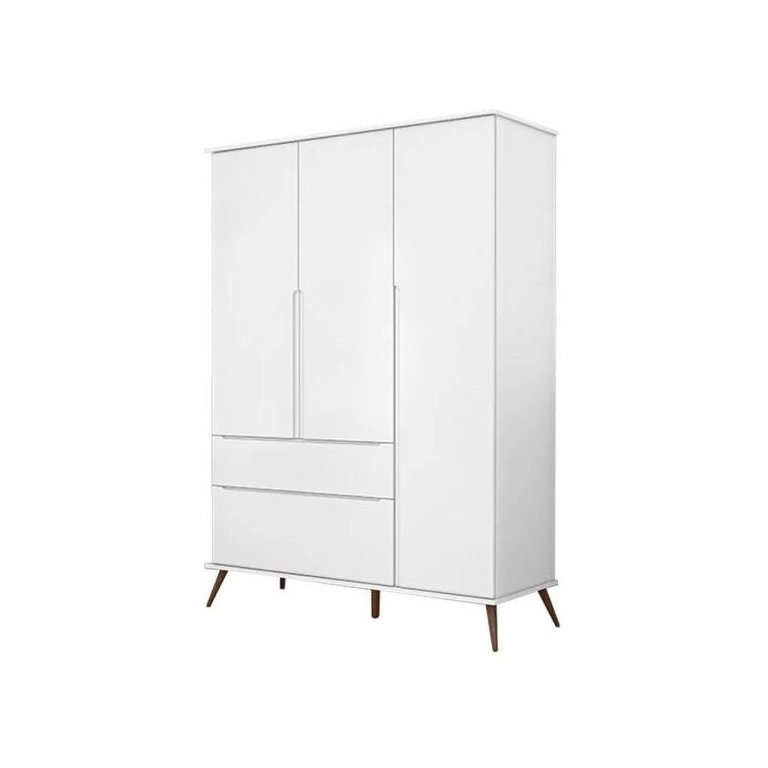 Guarda Roupa Infantil Melinda Retrô 3 Portas 2 Gavetas Branco_phoenix Baby