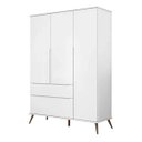 Ver imagem 1 de Guarda Roupa Infantil Melinda Retrô 3 Portas 2 Gavetas Branco_phoenix Baby