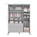 Ver imagem 3 de Guarda Roupa Infantil Melinda Retrô 3 Portas 2 Gavetas Cinza_phoenix Baby