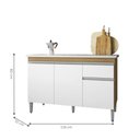 Ver imagem 2 de Balcão para Cozinha 2 Portas Forks Amendoa Branco