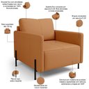 Ver imagem 4 de Poltrona Decorativa para Sala Living Pés Industrial Domani L06 Couro Caramelo - Lyam Decor