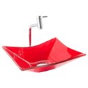 Ver imagem 1 de Kit: Cuba de vidro Retangular Vermelha + Torneira Link Alta + Válvula