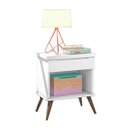Ver imagem 1 de Mesa de Cabeceira Retrô Melissa 1 Gaveta Phoenix Cor Branco Acetinado