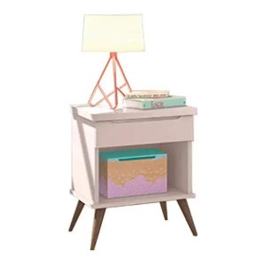 Mesa de Cabeceira Retrô Melissa 1 Gaveta Phoenix Cor Rose