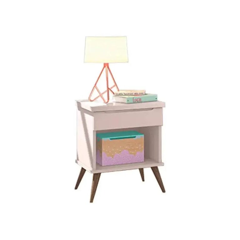 Mesa de Cabeceira Retrô Melissa 1 Gaveta Phoenix Cor Rose