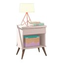 Ver imagem 1 de Mesa de Cabeceira Retrô Melissa 1 Gaveta Phoenix Cor Rose