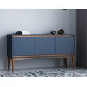 Ver imagem 1 de Balcão Buffet Sala de Jantar Cozinha 3 portas Átria:Azul Petróleo / Imbuia