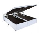 Ver imagem 1 de Cama Box Queen Size com Bau Pistão a Gás Branco Bipartido - 158x198x27