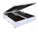 Ver imagem 1 de Cama Box Queen Size com Bau Pistão a Gás Branco Bipartido - 158x198x27