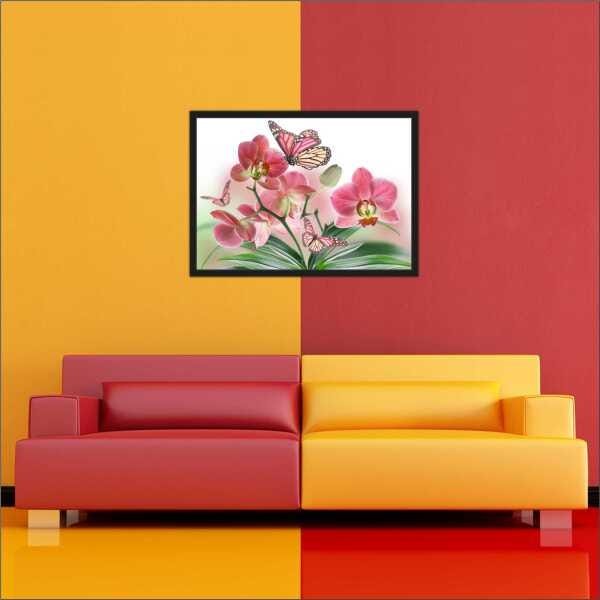 Quadro Decorativo Flores Borboletas Natureza Paisagens Salas Interiores Com Moldura Decorações - 3