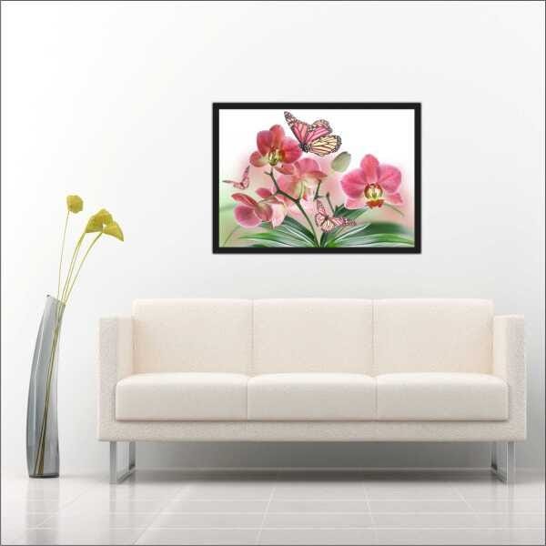 Quadro Decorativo Flores Borboletas Natureza Paisagens Salas Interiores Com Moldura Decorações - 1