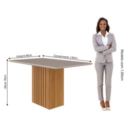 Conjunto Sala de Jantar Mesa Ana 130x80 cm e 4 Cadeiras Maia Cimol Nature/Off White/Gengibre - 6