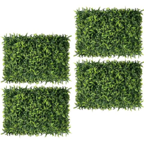 Kit 4 Placas Folhagem Permanente Samambaia Artificial Decoração de Painel Jardim Vertical Interno