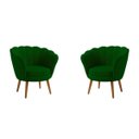 Ver imagem 1 de Kit 2 Poltronas Pétala Veludo Verde Musgo Pés Palito - Kimi Design