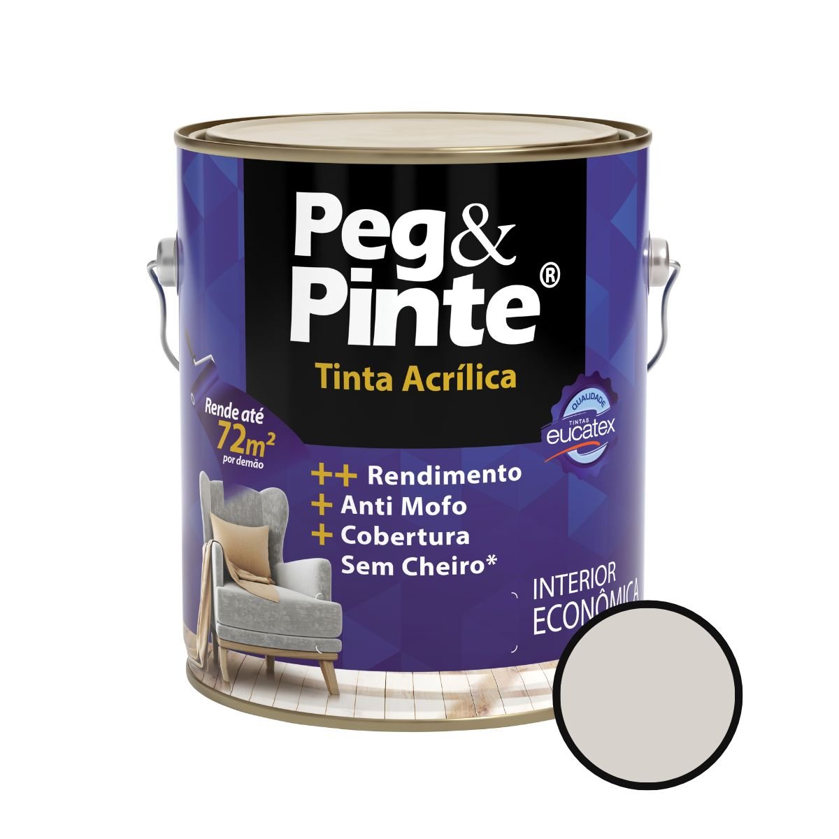 Tinta Peg&pinte Acrilica Gelo Galão 3,6 Litros Eucatex - 1