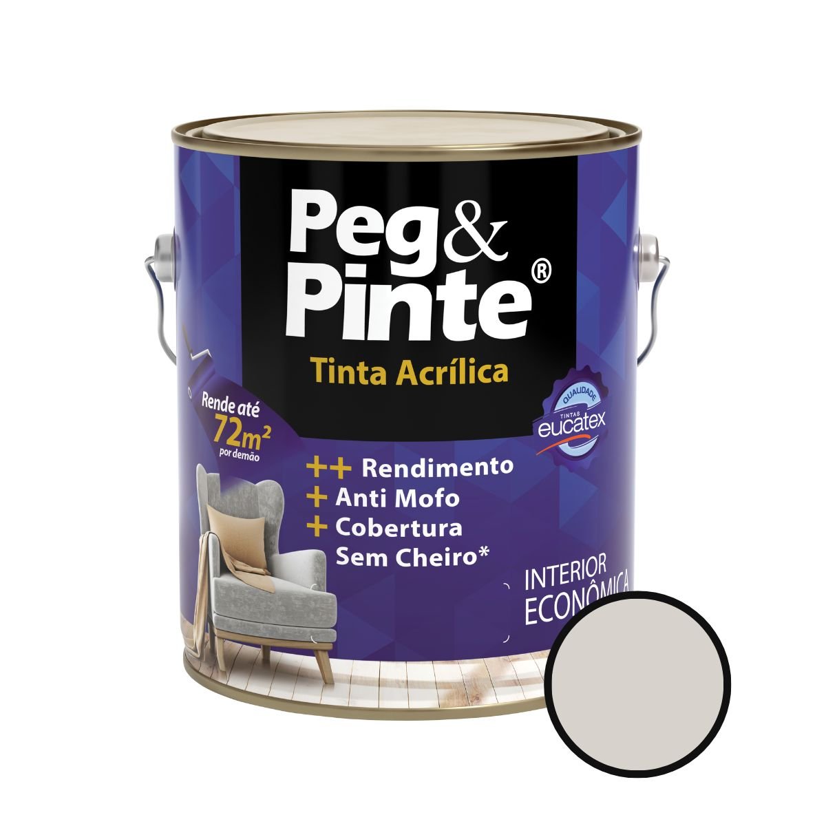 Tinta Peg&pinte Acrilica Gelo Galão 3,6 Litros Eucatex