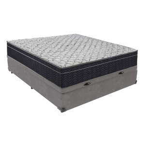 Conjunto Cama Box Casal Baú Colchão Airtech D45 Extra Firme Cinza