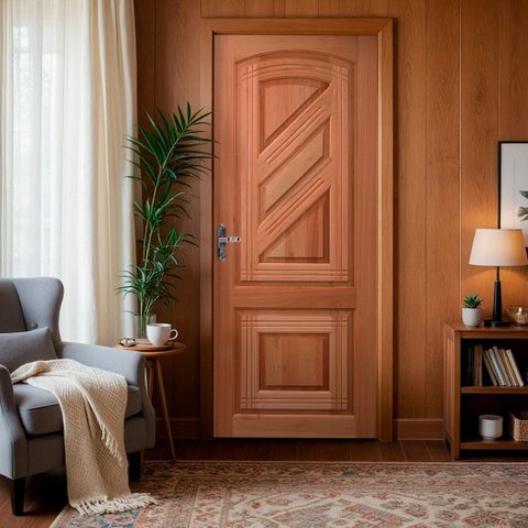 Folha de Porta Maciça em Eucalipto Acabamento Natural 210x82cm PM18 Advanced Cruzeiro Portas