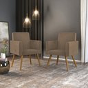 Ver imagem 2 de Kit 8 Cadeiras Poltronas Decorativa - Escritório - Recepção Cor:Capuccino