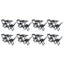 Ver imagem 1 de Kit 8 Conjuntos de Mesa Dobravel com 2 Cadeiras de Madeira 70x70 - Preto