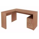Ver imagem 1 de Mesa Canto p/Escritório ME4129 c/ 2 Gavetas Amêndoa - Tecno Mobili