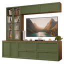 Ver imagem 3 de Estante Sala de Estar com Rack + Cristaleira 230cm Rustic/verde Vik Madesa 01