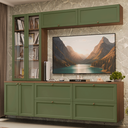 Ver imagem 1 de Estante Sala de Estar com Rack + Cristaleira 230cm Rustic/verde Vik Madesa 01