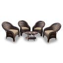 Ver imagem 1 de Conjunto Poltronas para Jardim Karibe Fibra Sintética 4 Poltronas e Mesa Centro - Tecido Duna Deser