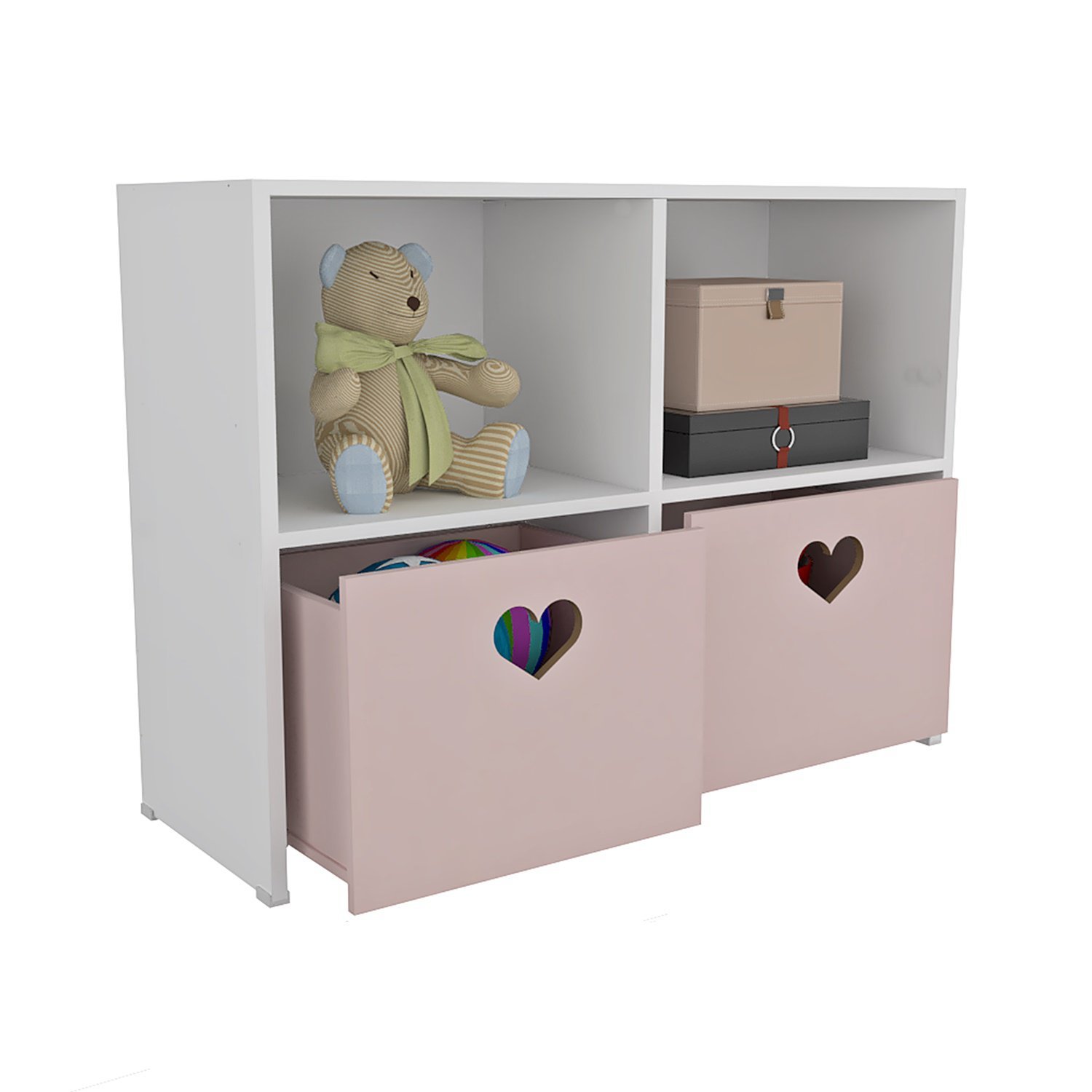 Estante De Nichos Com Baús de Coração Sammy 100% MDF (menina brinquedo rosa) WoodCore - 2