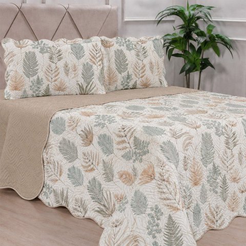 Kit Cobre Leito Casal Dupla Face Ultra Lisse 210x230cm 100% Poliéster Bene Casa Verde