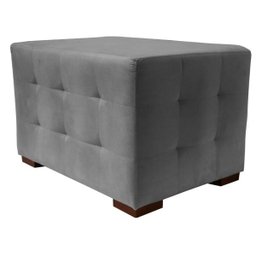 Puff Cuba Decorativo Suede Cinza - 1