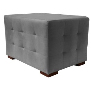 Puff Cuba Decorativo Suede Cinza