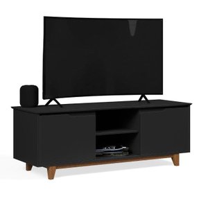 Rack / Bancada FL Para TV Até 55'' Estilo Retrô Com Estrutura dos Pés em Madeira Tampo e Portas em M