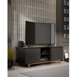 Rack / Bancada FL Para TV Até 55'' Estilo Retrô Com Estrutura dos Pés em Madeira Tampo e Portas em M - 3