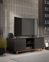 Ver imagem 3 de Rack / Bancada FL Para TV Até 55'' Estilo Retrô Com Estrutura dos Pés em Madeira Tampo e Portas em M
